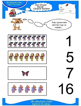 Çocuklar İçin sayı Çalışma Sayfaları 
